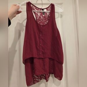 H&M Divided Maroon Lace Top